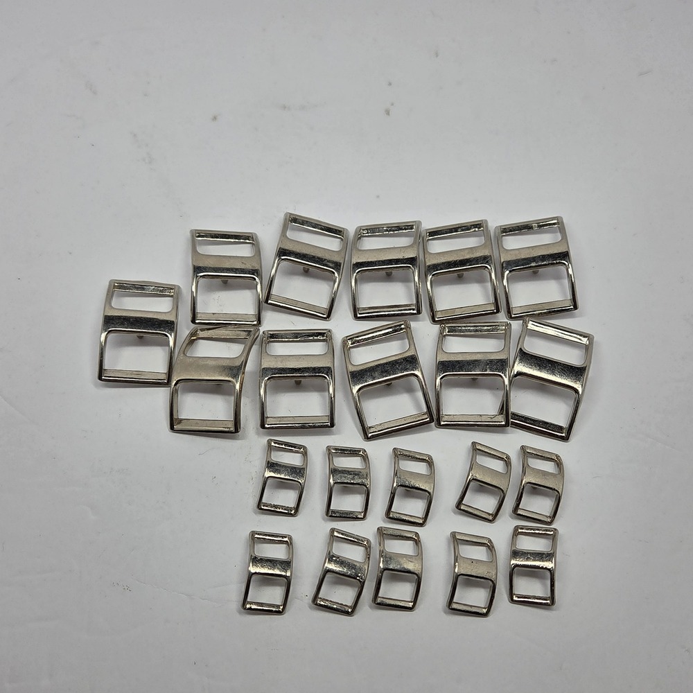 Lot of 21 Vintage Silver Tone Metal Conway Buckles Horse Tack Craft Supplies